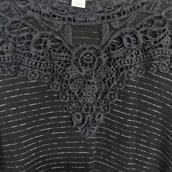 Knox Rose Flowy Lace Long Sleeve Boho Blouse Black - Picture 5 of 7